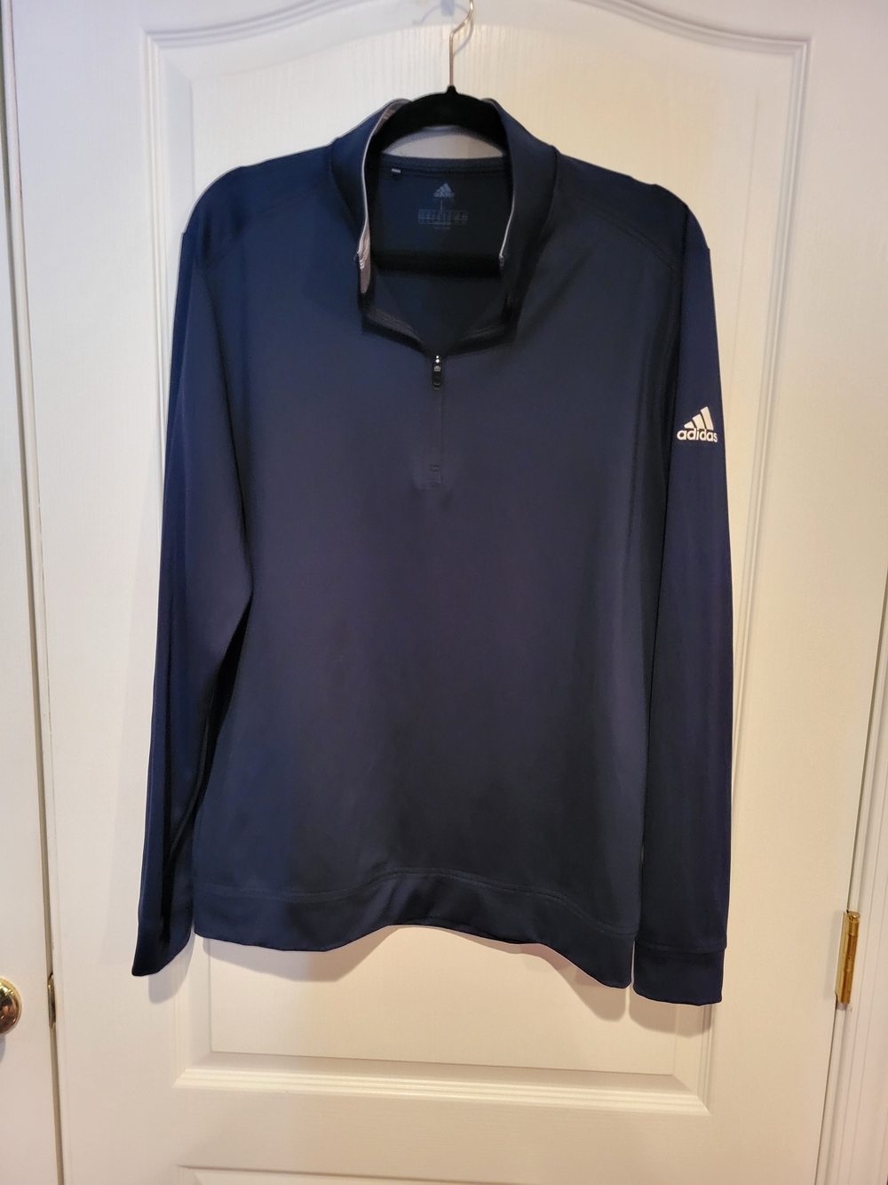 adidas Navy Quarter-Zip Athletic Pullover with Gray Trim
